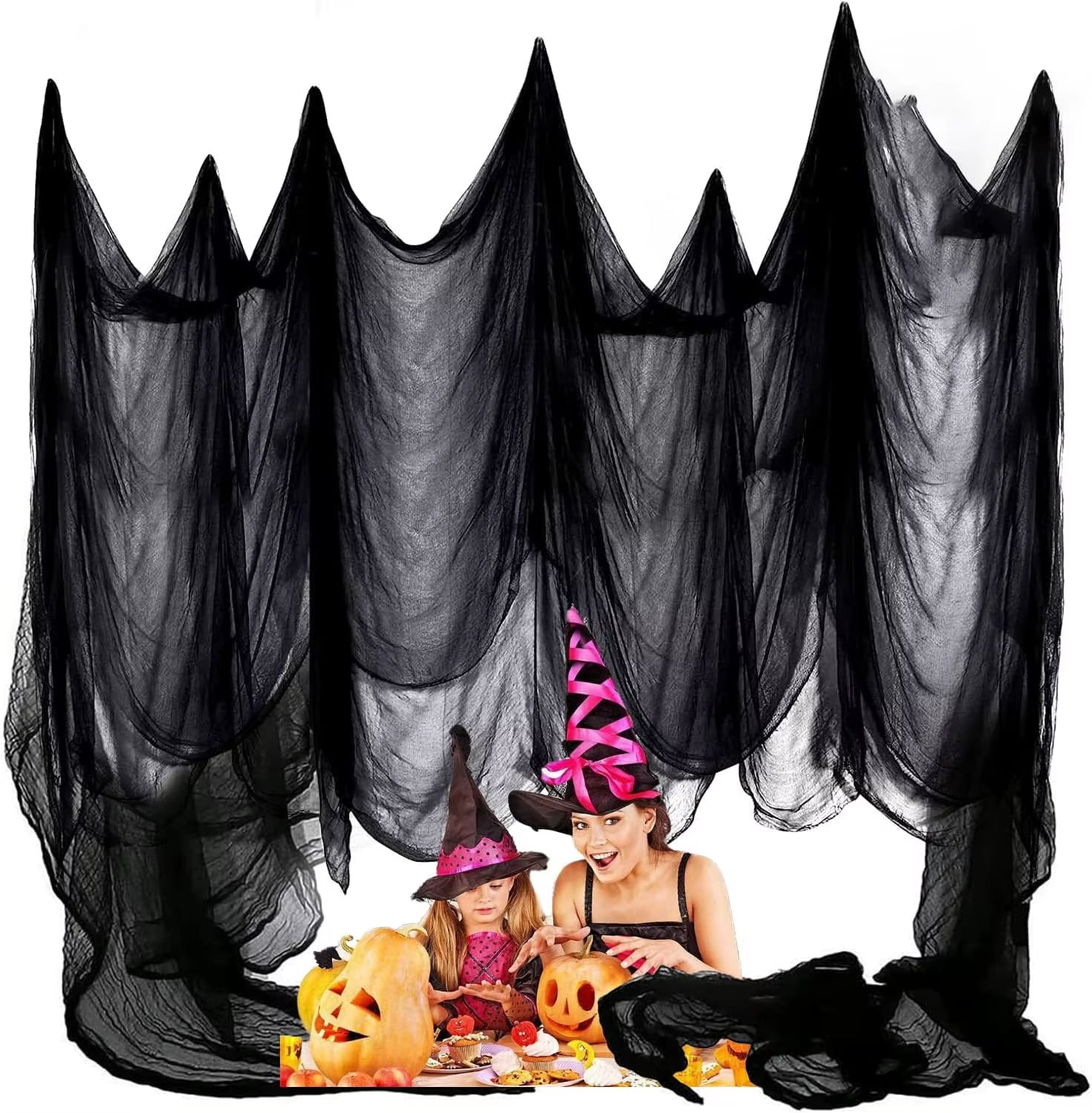 Czarna Kurtyna Dekoracyjna na Halloween