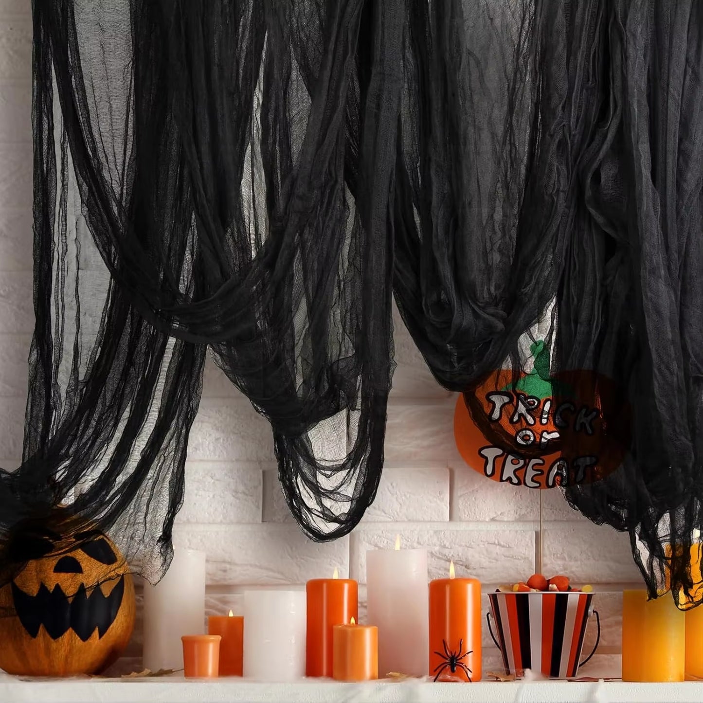 Czarna Kurtyna Dekoracyjna na Halloween