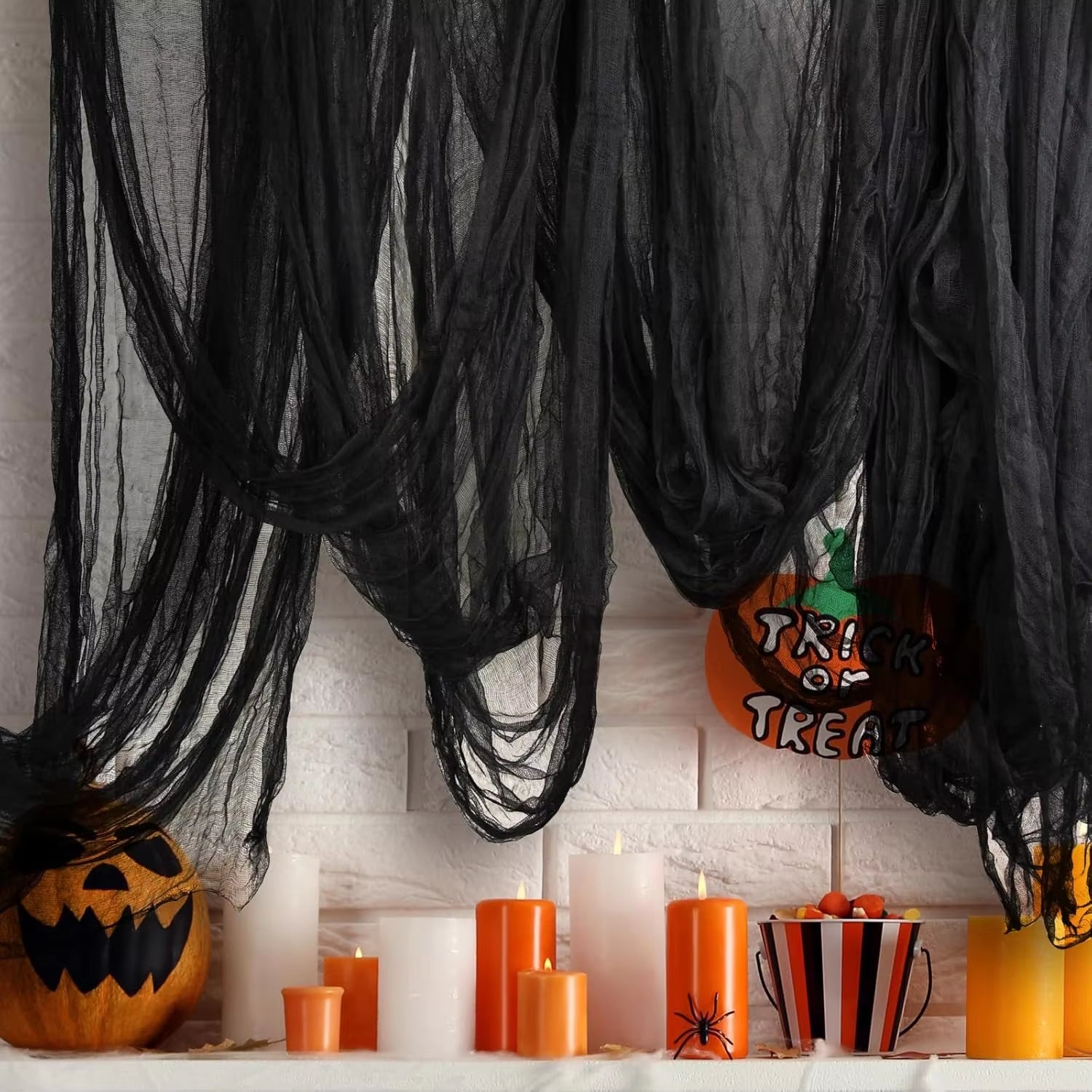 Czarna Kurtyna Dekoracyjna na Halloween